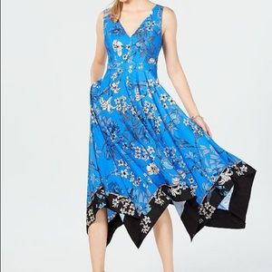 Vincent Camuto Floral Handkerchief-hem Dress